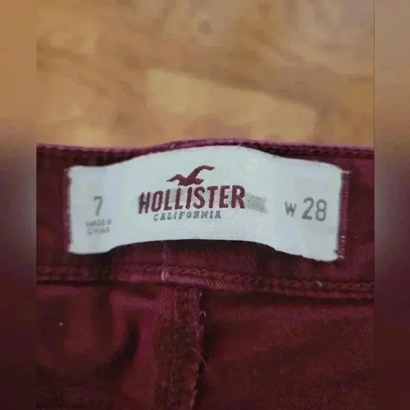 Hollister 7 Burgundy Suede Faux Leather Skinny Jeans - Picture 3 of 4